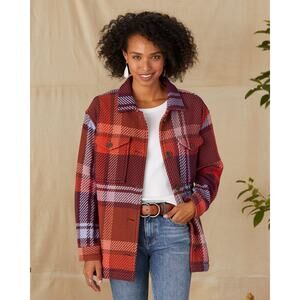 Outerknown Cloud Weave Shirt Jacket Red Plaid Organic Cotton Medium